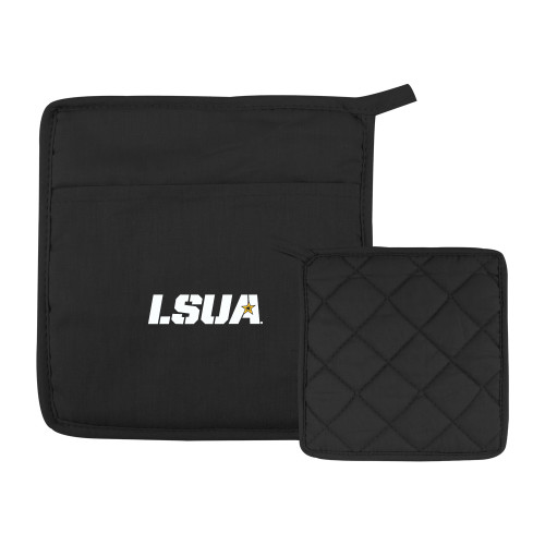 Quilted Canvas Black Pot Holder - LSUA