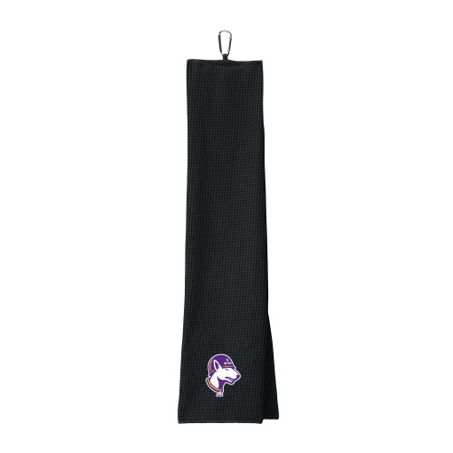  Black Waffle Microfiber Golf Towel - Bull Terrier head LSUA
