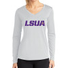 Thumbnail image for  Womens White Performance Long Sleeve V Neck Shirt