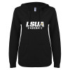 Thumbnail image for  ENZA Womens Black V Notch Raw Edge Fleece Hoodie