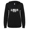 Thumbnail image for  ENZA Womens Black V Notch Raw Edge Fleece Hoodie