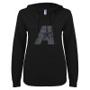 Thumbnail image for  ENZA Womens Black V Notch Raw Edge Fleece Hoodie