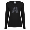 Thumbnail image for  Womens Black Long Sleeve V Neck Tee 