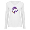Thumbnail image for  Womens White Long Sleeve V Neck Tee