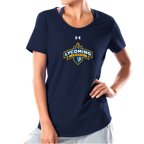  Under Armour Womens Navy Charged Cotton Tee - Lycoming Tennis Under Armour