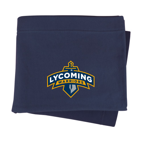  Navy Sweatshirt Blanket - Lycoming Warriors Athletic Logo