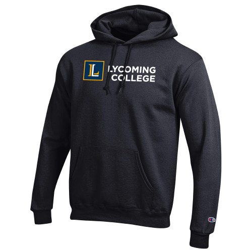  Champion Black Fleece Hoodie - Lycoming Institutional Logo Horizontal