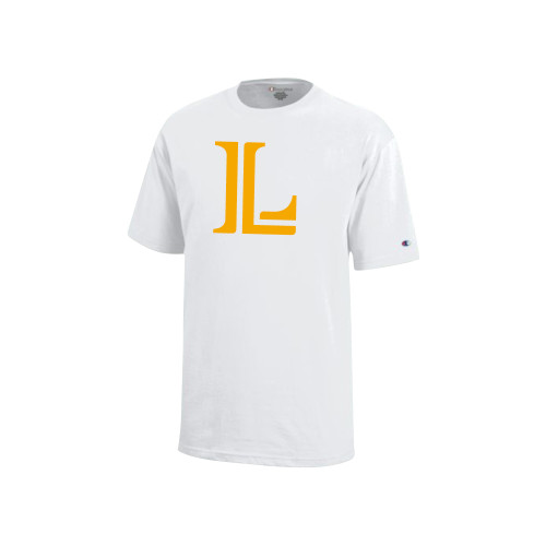  Champion Youth White Short Sleeve Tee - Lycoming Athletic L