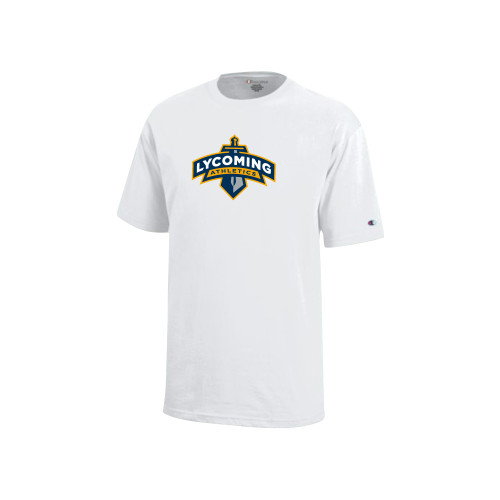 Champion Youth White Short Sleeve Tee - Lycoming Athletics