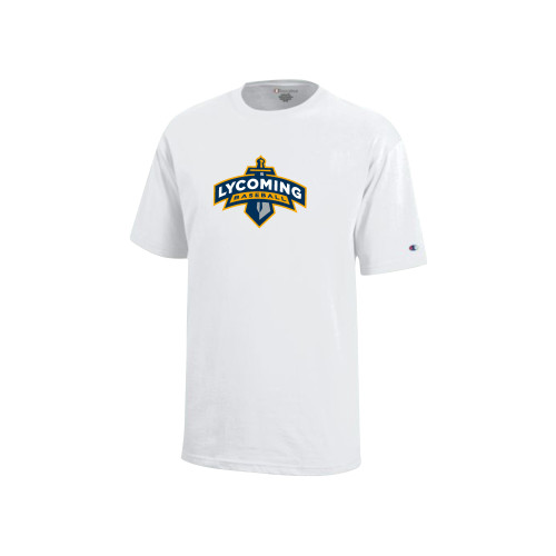  Champion Youth White Short Sleeve Tee - Lycoming Baseball