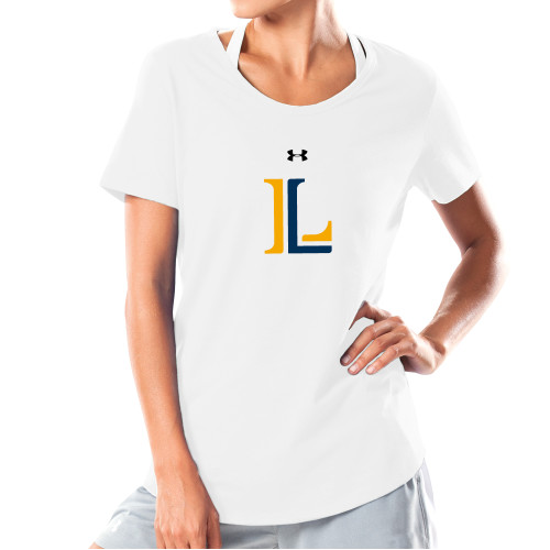  Under Armour Womens White Charged Cotton Tee - Lycoming Athletic L Under Armour