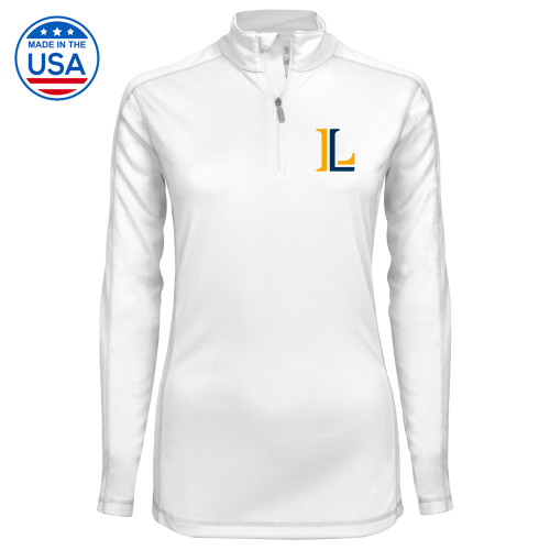  Syntrel Womens White Interlock 1/4 Zip - Lycoming Athletic L