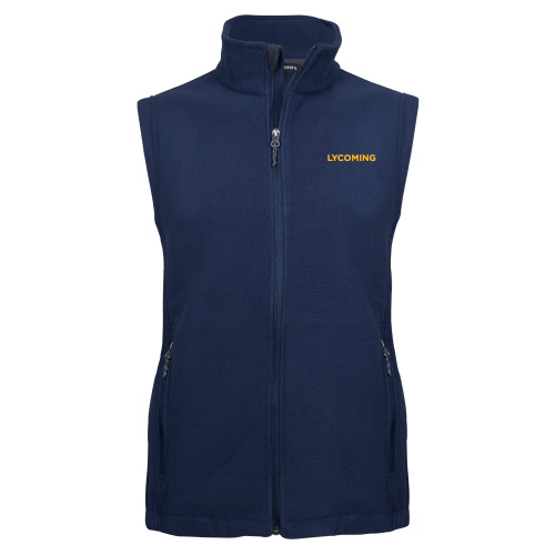  Navy Fleece Full Zip Vest - Lycoming Wordmark