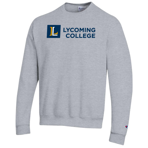  Champion Heather Grey Fleece Crew - Lycoming Institutional Logo Horizontal