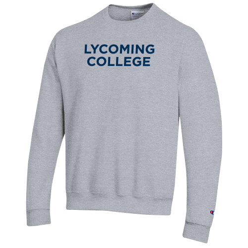  Champion Heather Grey Fleece Crew - Lycoming Institutional Wordmark Stacked