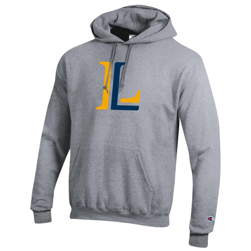  Champion Heather Grey Fleece Hoodie - Lycoming Athletic L
