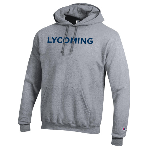  Champion Heather Grey Fleece Hoodie - Lycoming Wordmark