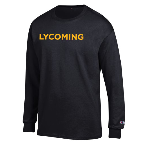  Champion Black Long Sleeve T Shirt - Lycoming Wordmark