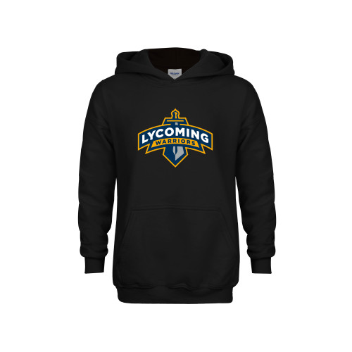  Youth Black Fleece Hoodie - Lycoming Warriors Athletic Logo