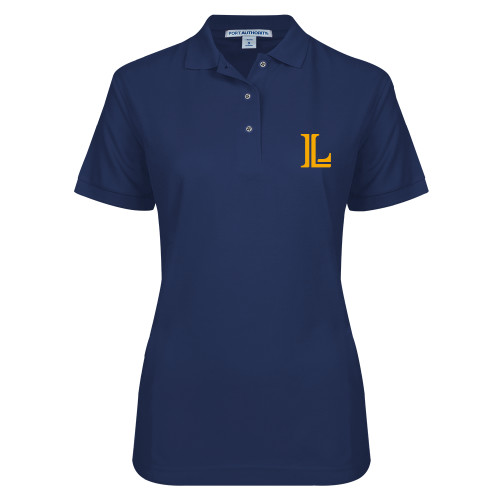  Womens Silk Touch Navy Pique Polo - Lycoming Athletic L
