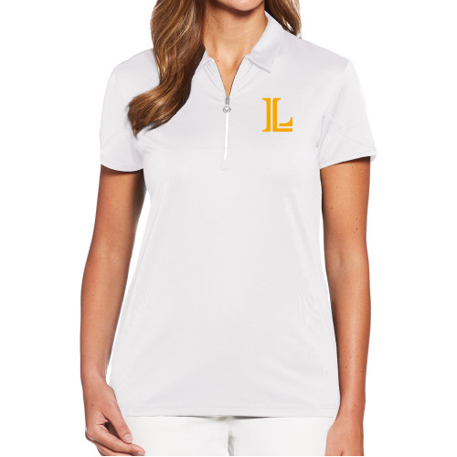  Callaway Womens White Tulip Sleeve Zip Polo - Lycoming Athletic L