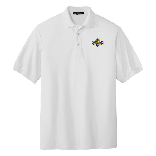  White Silk Touch Polo - Lycoming Warriors Athletic Logo
