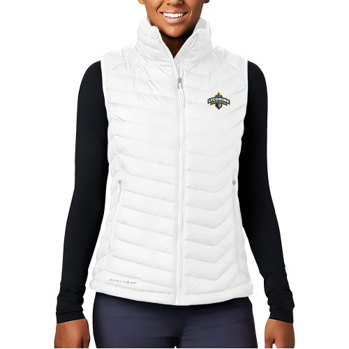  Columbia Womens White Powder Lite Vest - Lycoming Warriors Athletic Logo