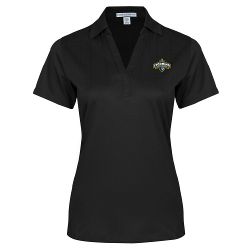  Womens Black Performance Fine Jacquard Polo - Lycoming Warriors Athletic Logo