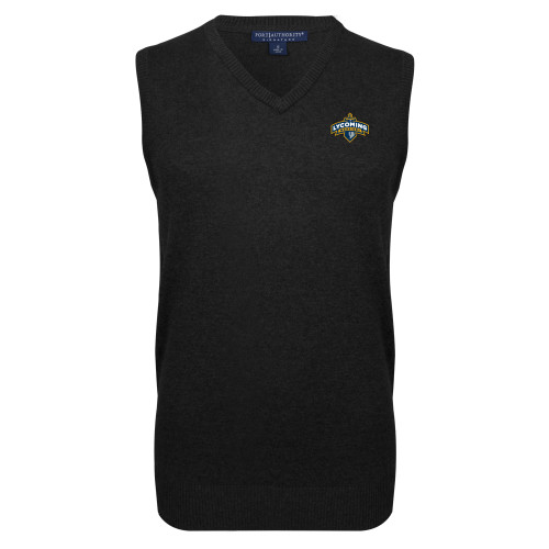  Black VNeck Sweater Vest - Lycoming Warriors Athletic Logo