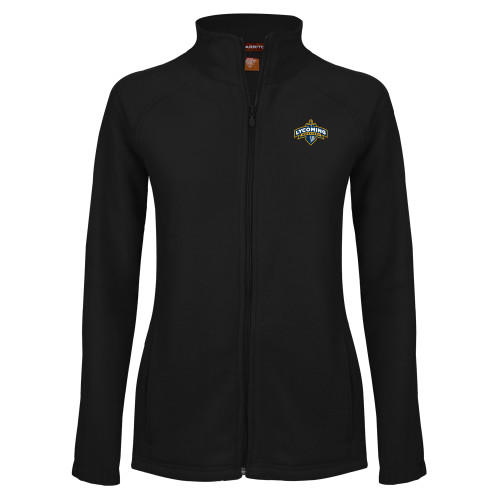  Womens Black Fleece Full Zip Jacket - Lycoming Warriors Athletic Logo