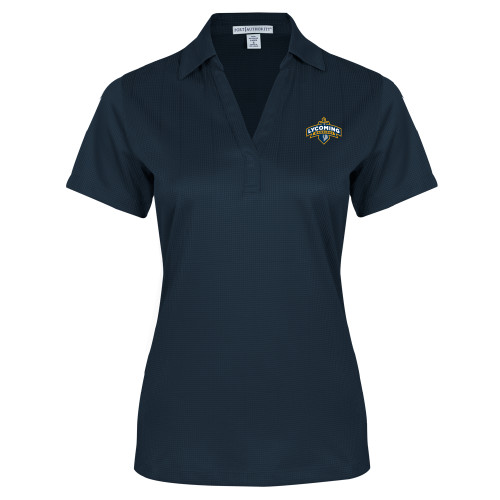  Womens Navy Performance Fine Jacquard Polo - Lycoming Warriors Athletic Logo