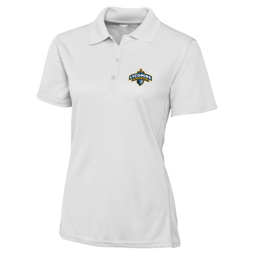  C&B Womens White Clique Ice Pique Polo - Lycoming Warriors Athletic Logo