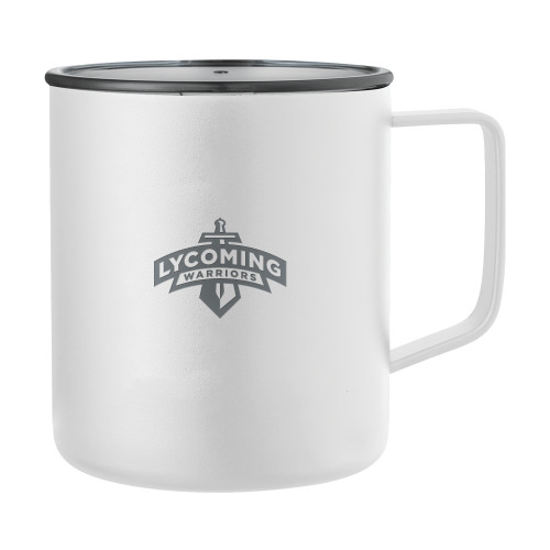  Rover Camp Vacuum Insulated White Mug 14oz - Lycoming Warriors Athletic Logo Engraved