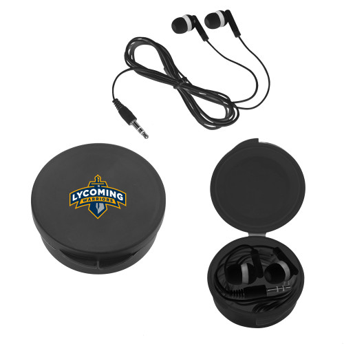  Ear Buds in Black Case - Lycoming Warriors Sword Athletic Logo