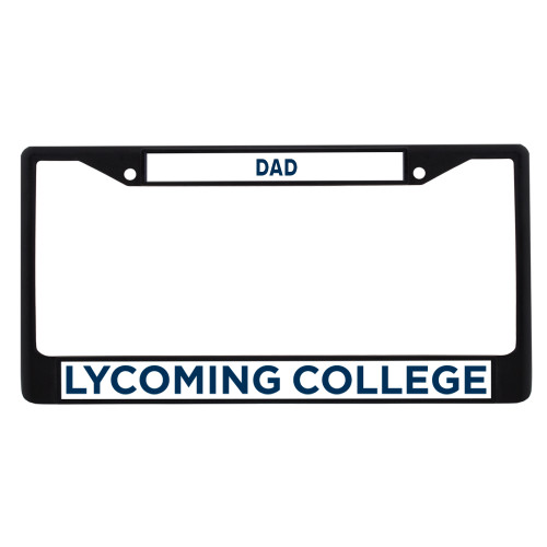  Dad Metal License Plate Frame in Black - Lycoming Institutional Wordmark Horizontal