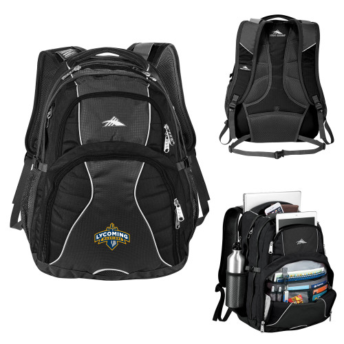  High Sierra Black Swerve Computer Backpack - Lycoming Warriors Athletic Logo