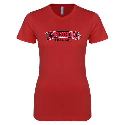  Next Level Womens Red Boyfriend Tee - Basketball
