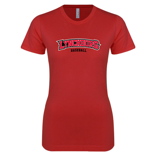  Next Level Womens Red Boyfriend Tee - Baseball