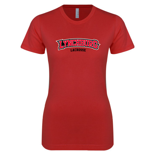  Next Level Womens Red Boyfriend Tee - Lacrosse