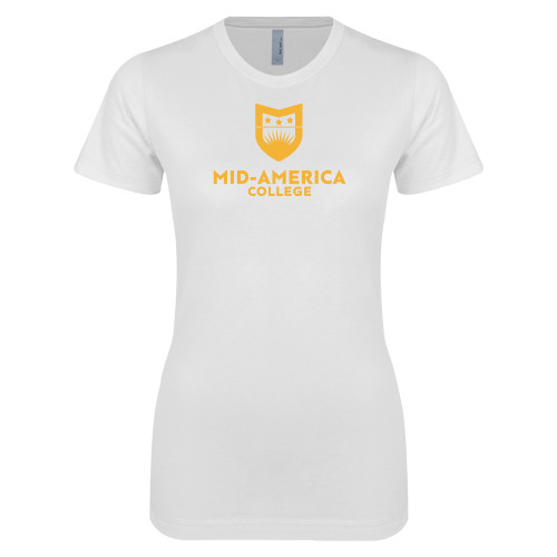  Next Level Womens White Boyfriend Tee - CAMA Stacked