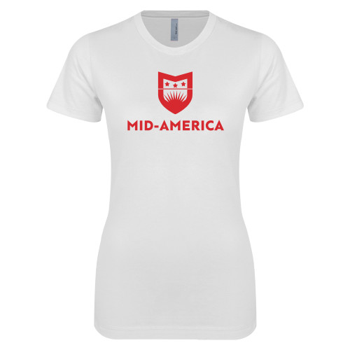  Next Level Womens White Boyfriend Tee - Mid America Stacked