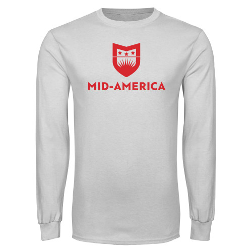  White Long Sleeve T Shirt - Mid America Stacked