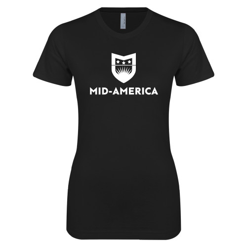  Next Level Womens Black Boyfriend Tee - Mid America Stacked