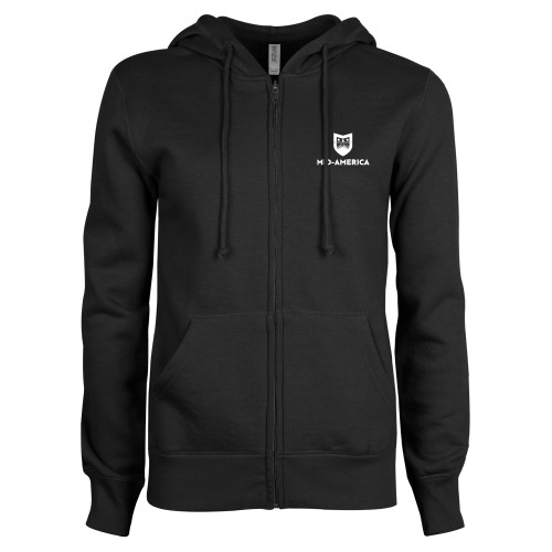 ENZA Womens Black Fleece Full Zip Hoodie - Mid America Stacked