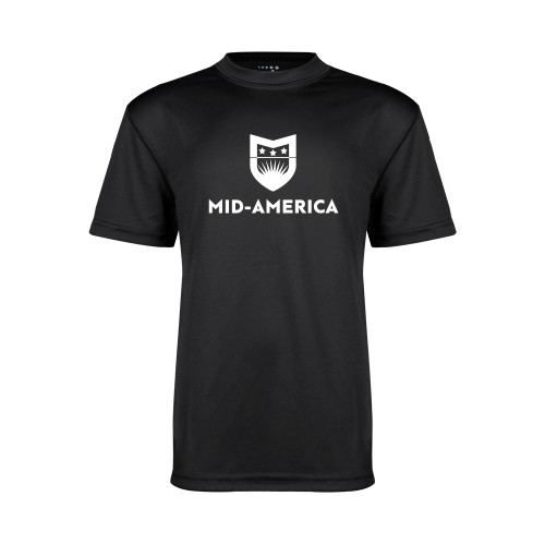  Youth Performance Black Tee - Mid America Stacked