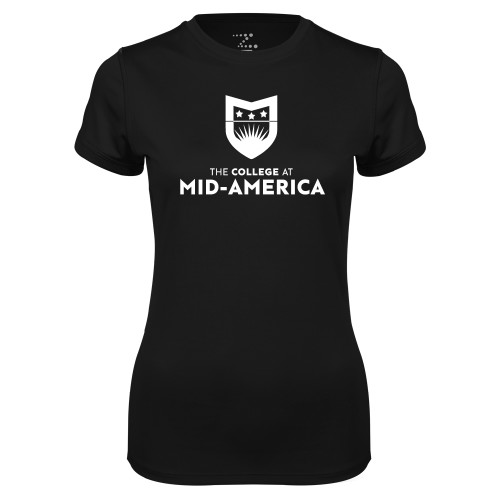  Womens Black Performance Tee - CAMA Stacked