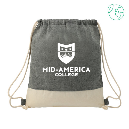  Split Recycled Cotton Natural/Black Drawstring Bag - CAMA Stacked