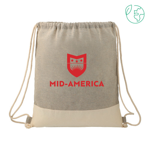  Split Recycled Cotton Grey/Natural Drawstring Bag - Mid America Stacked