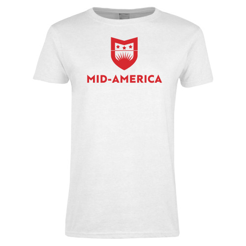  Womens White Short Sleeve Tee - Mid America Stacked