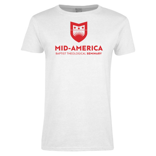  Womens White Short Sleeve Tee - MABT Seminary Stacked